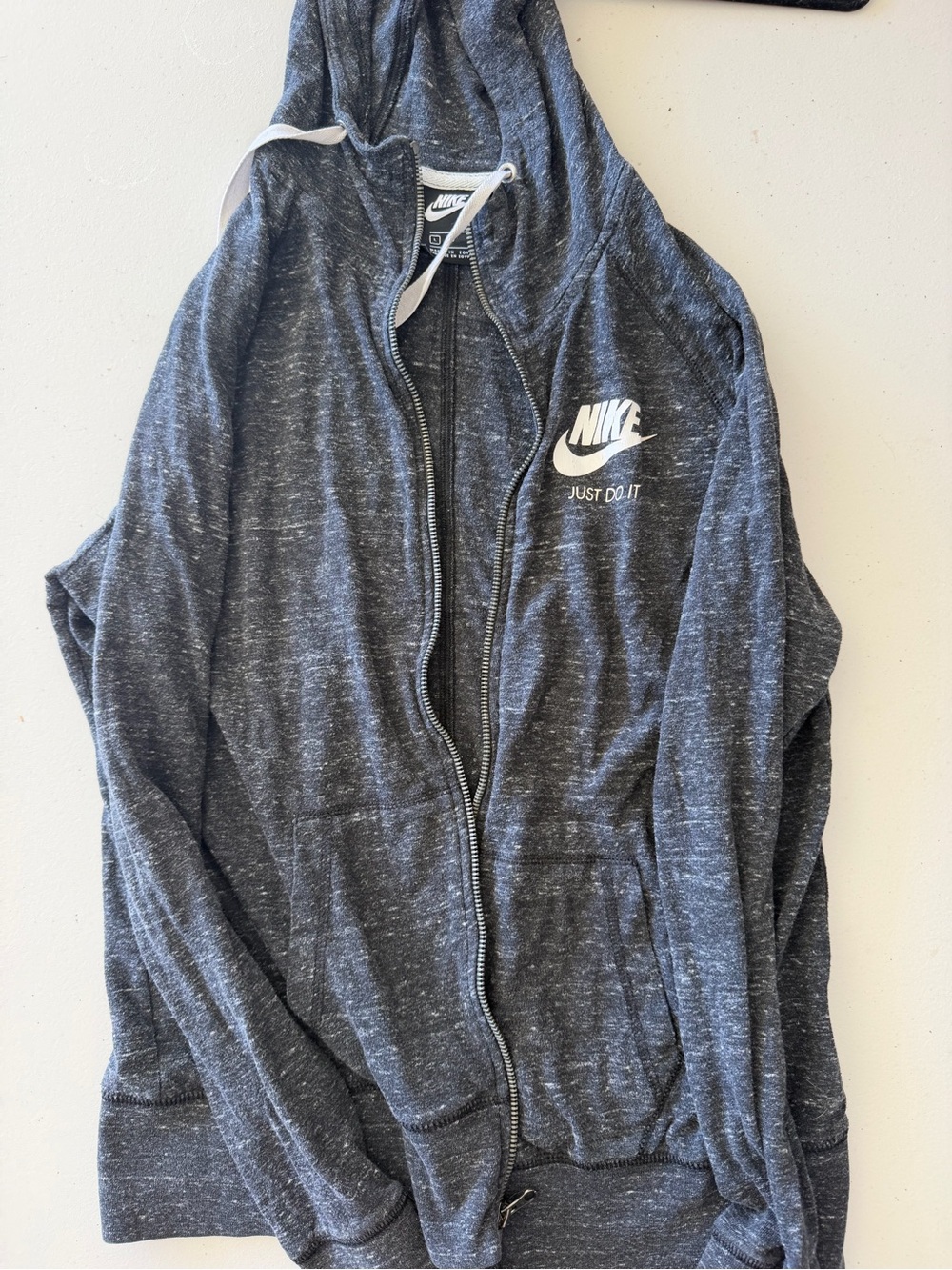 Nike Heathered Dark Gray Zip Hoodie and Matching Shorts- White Logo